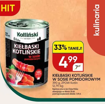 Kiełbaski Kotlinskie w sosie pomidorowym promocja w Chata Polska