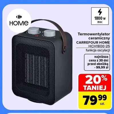 Termowentylator ceramiczny Carrefour Home HCH1800-25 funkcja oscylacji promocja w Carrefour