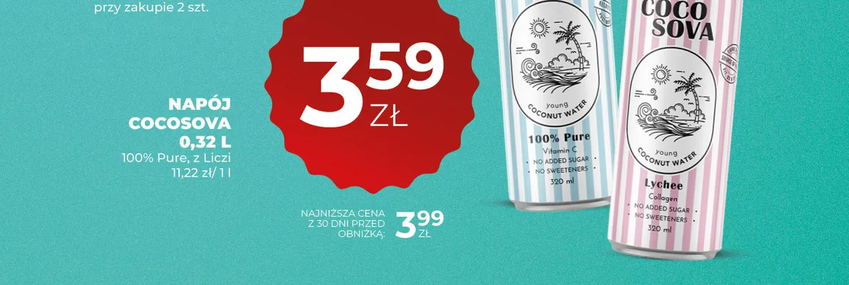 Napój Cocosova z liczi promocja w Duży Ben