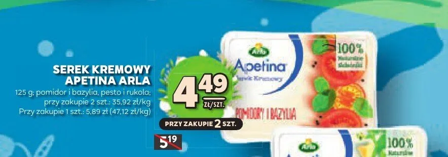 Ser apetina snack z czosnkiem i oliwkami, z suszonym pomidorem promocja w Stokrotka