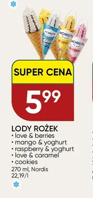 Lody rożek Nordis raspberry & yoghurt promocja w Chata Polska