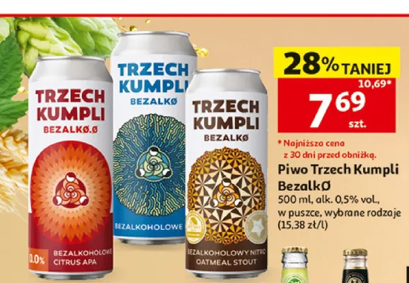 Piwo bezalkoholowe Trzech Kumpli Bezalkø Citrus Apa promocja w Auchan