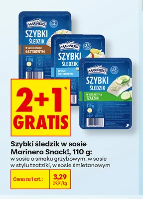 Szybki śledzik w sosie o smaku grzybowym Marinero Snack! promocja w Biedronka