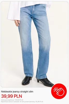 Jeansy straight slim Cropp niebieskie promocja w Cropp