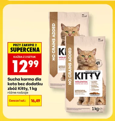Sucha karma dla kota bez dodatku zbóż Kitty promocja w Biedronka