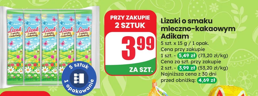 Lizaki o smaku mleczno-akakowym promocja w Dino