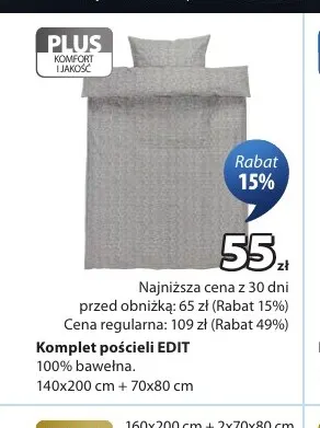 Komplet pościeli Edit 140x200 cm + 70x80 promocja w Jysk