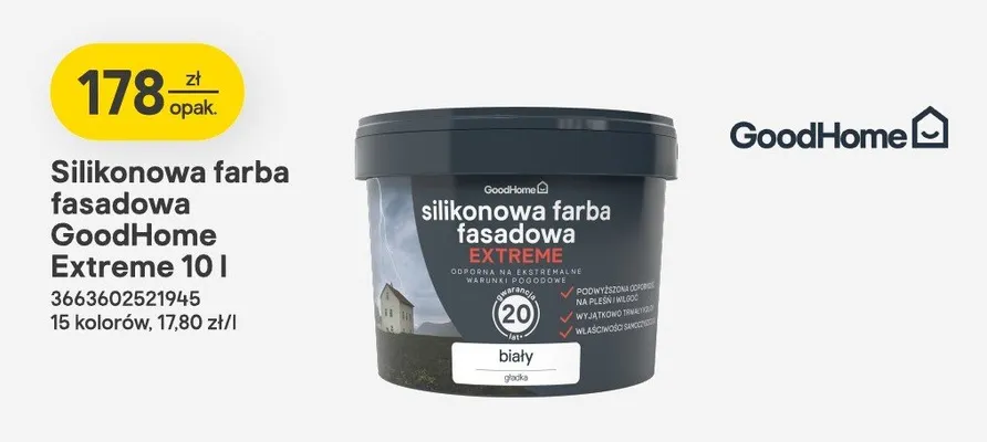 Silikonowa farba fasadowa Extreme 10l promocja w Castorama