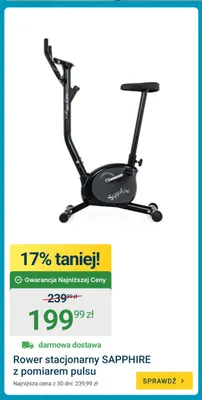 Rower stacjonarny Sapphire z pomiarem pulsu promocja w ERLI