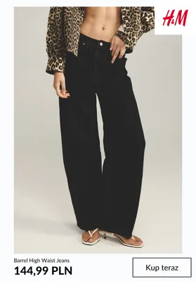 Spodnie jeansowe H & M Barrel High Waist promocja w H&M