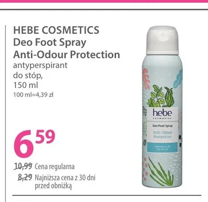 Antyperspirant do stóp Hebe Cosmetics Deo Foot Spray Anti-Odour Protection promocja w Hebe