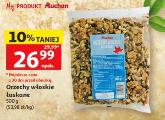 Orzechy włoskie łuskane Auchan promocja w Auchan