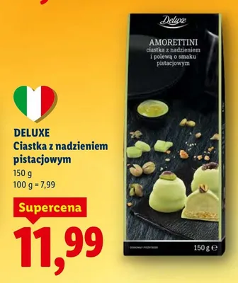 Ciastka z nadzieniem pistacjowym Deluxe promocja w Lidl