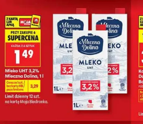 Mleko UHT 3,2% Mleczna Dolina promocja w Biedronka