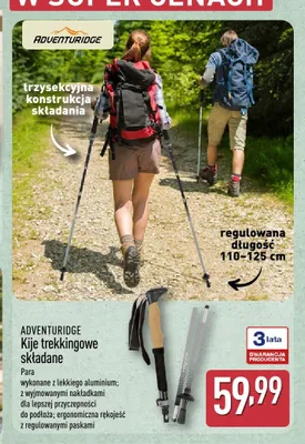 Kije trekkingowe składane Adventuridge promocja w Aldi
