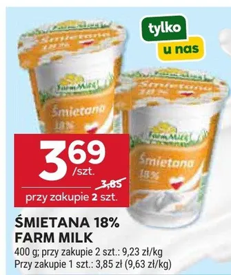 Śmietana 18% promocja w Stokrotka