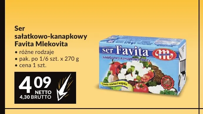 Ser sałatkowo-kanapkowy Favita Mlekovita promocja w Makro