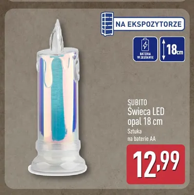Świeca LED opal 18 cm Subito promocja w Aldi