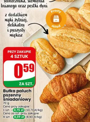 Bułka paluch pszenny śniadaniowy promocja w Dino