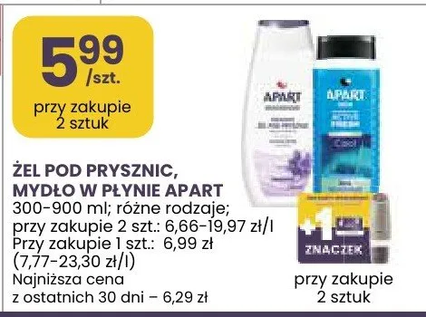 Żel pod prysznic, mydło w płynie apart promocja w Stokrotka