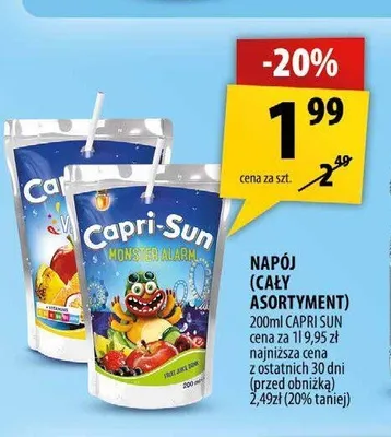 Napój owocowy Capri-Sun Monster Alarm promocja w Arhelan
