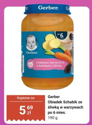Obiadek Gerber Schabik ze śliwką w warzywach po 6 mies. promocja w Biedronka