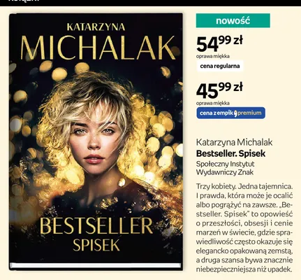 Książka Bestseller Spisek Katarzyna Michalak promocja w Empik
