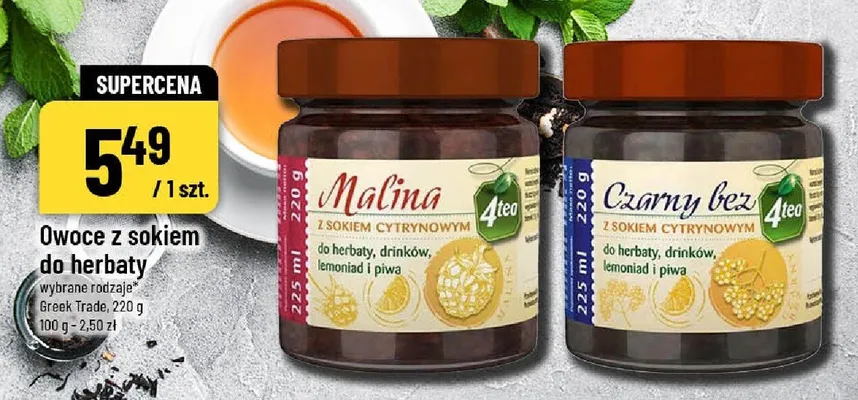 Owoce z sokiem do herbaty Malina z sokiem cytrynowym promocja w POLOmarket