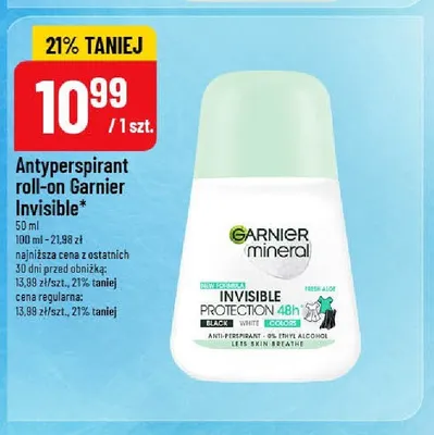 Antyperspirant roll-on Garnier Invisible promocja w POLOmarket
