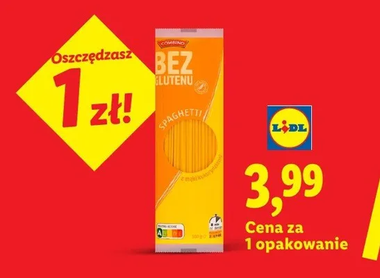 Makaron spaghetti bez glutenu Combino promocja w Lidl