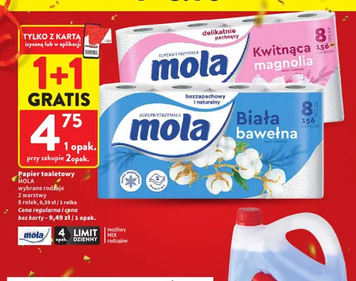 Papier toaletowy 2 warstwy Kwitnąca magnolia Mola promocja w Intermarche