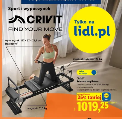 Reformer do pilatesu Crivit promocja w Lidl