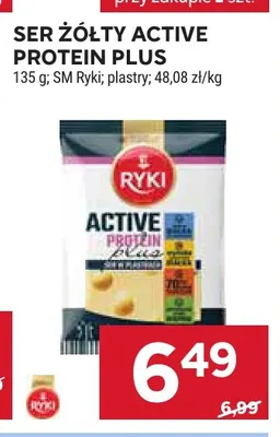 Ser żółty Active Protein Plus w plastrach SM Ryki promocja w Stokrotka