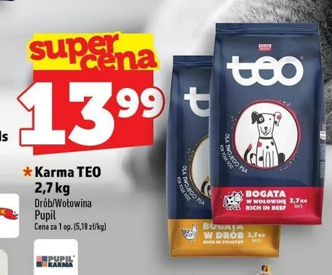 Karma dla psów TEO z drobiem 2,7 kg promocja w TOPAZ