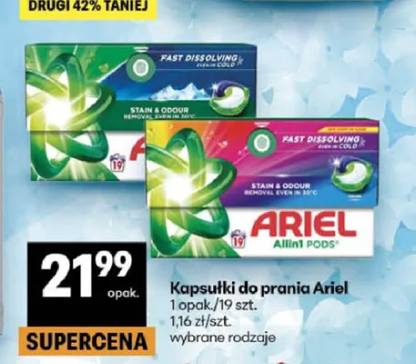 Kapsułki do prania Ariel Allin1 Pods Color promocja w Delikatesy Centrum