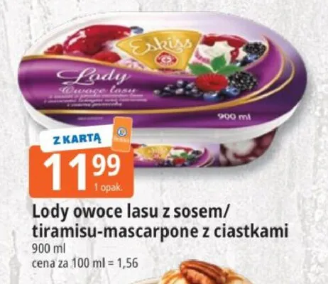 Lody owoce lasu z sosem Eskiss promocja w Leclerc