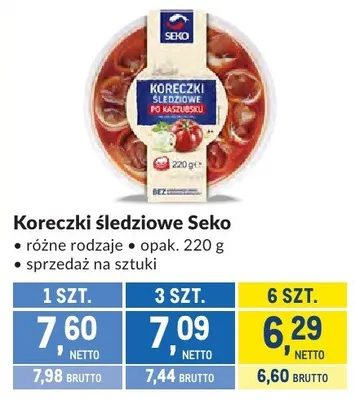 Koreczki śledziowe Seko różne rodzaje promocja w Makro