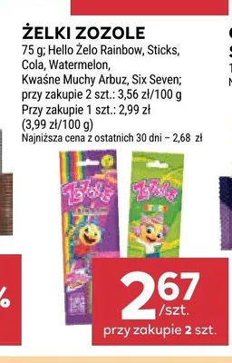 Żelki Zozole Kwaśne Muchy Arbuz promocja w Stokrotka