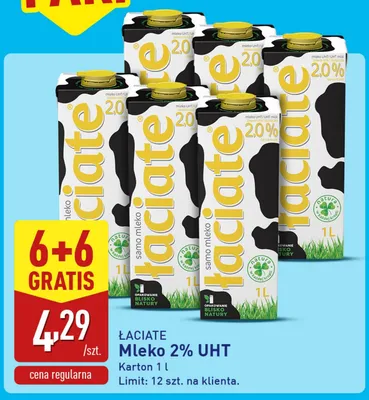Mleko 2% UHT Łaciate promocja w Aldi