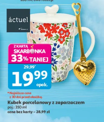 Kubek porcelanowy z zaparzaczem 350ml promocja w Auchan