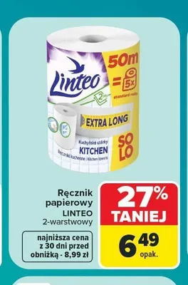 Ręcznik papierowy Linteo Extra Long 2-warstwowy promocja w Carrefour