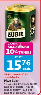 Piwo Żubr w puszce promocja w Auchan