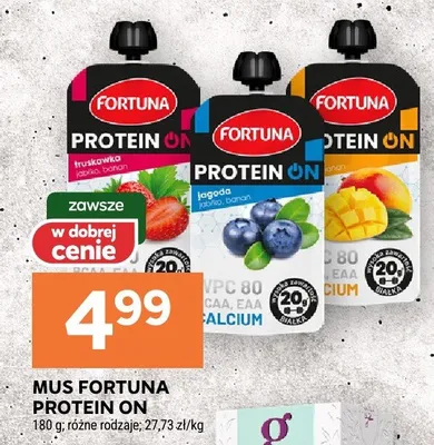 Mus Fortuna Protein On truskawka, jagoda, mango promocja w Stokrotka