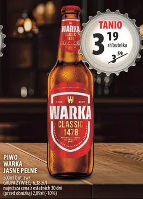 Piwo Warka Classic jasne pełne 500ml promocja w Arhelan