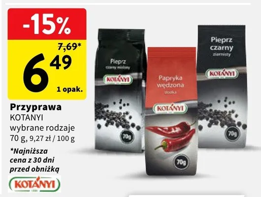 Przyprawa pieprz czarny, papryka słodka, pieprz czarny ziarnisty promocja w Intermarche