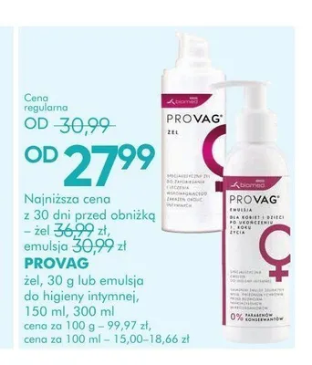Emulsja do higieny intymnej Provag promocja w Super-Pharm