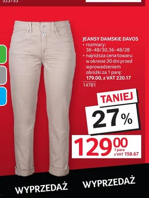 Jeansy damskie Davos promocja w Selgros