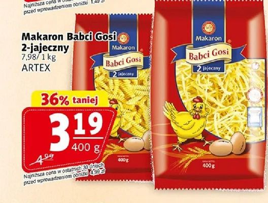Makaron Babci Gosi 2-jajeczny Artex promocja w Prim Market