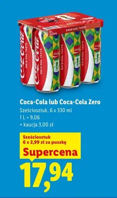Napój gazowany Coca-Cola Zero 6-pak promocja w Lidl