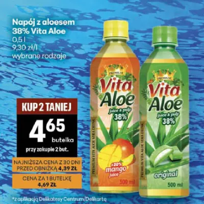 Napój z aloesem 38% Vita Aloe original promocja w Delikatesy Centrum